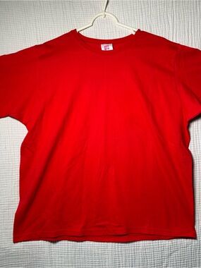 VTG 80s HANES Her Way 100% Cotton Blank Plain Red T-Shirt L-Deadstock NWT Kmart